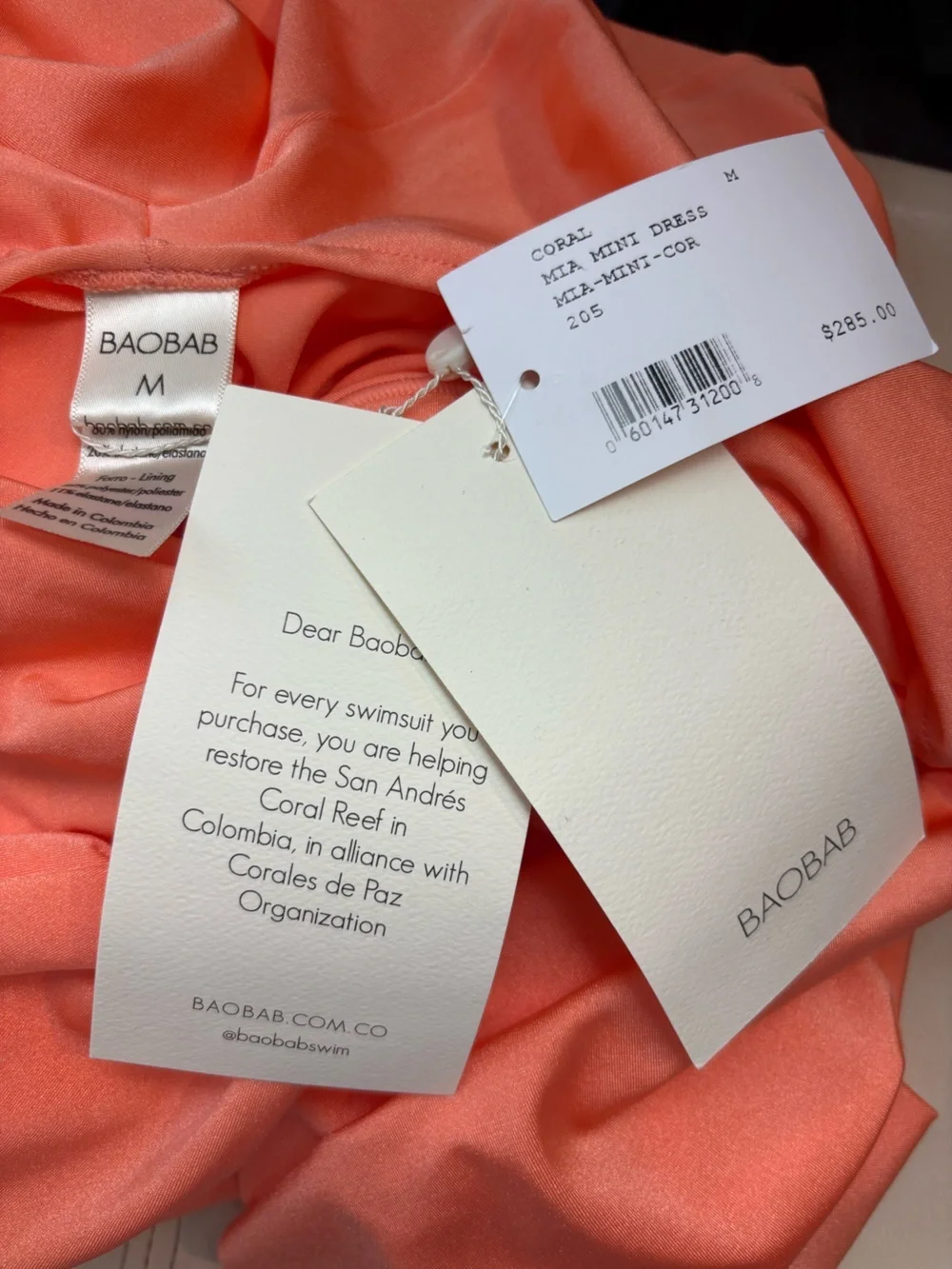 BAOBAB Mia Mini Dress in Coral Size Medium NWT